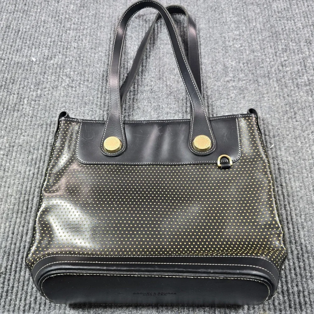 Vintage Dooney & Bourke Tote Bag‎ Womens Black Perforated Leather Made in USA